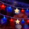 Red White and Blue Star Lights, 4th of July Decorations Star String Lights with 10 Stars Light